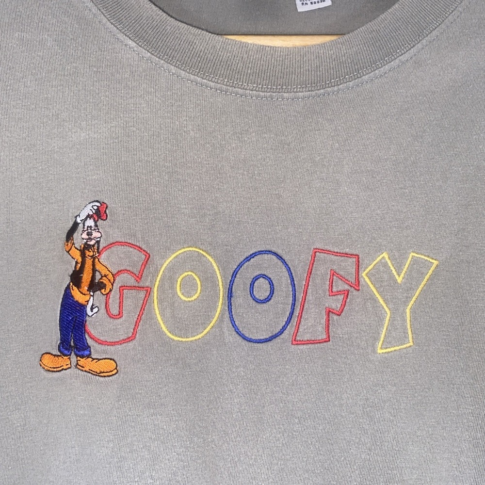 Vintage‎ 90s Goofy Disney T Shirt Mickey Unlimited Gray Faded Embroidered Size L